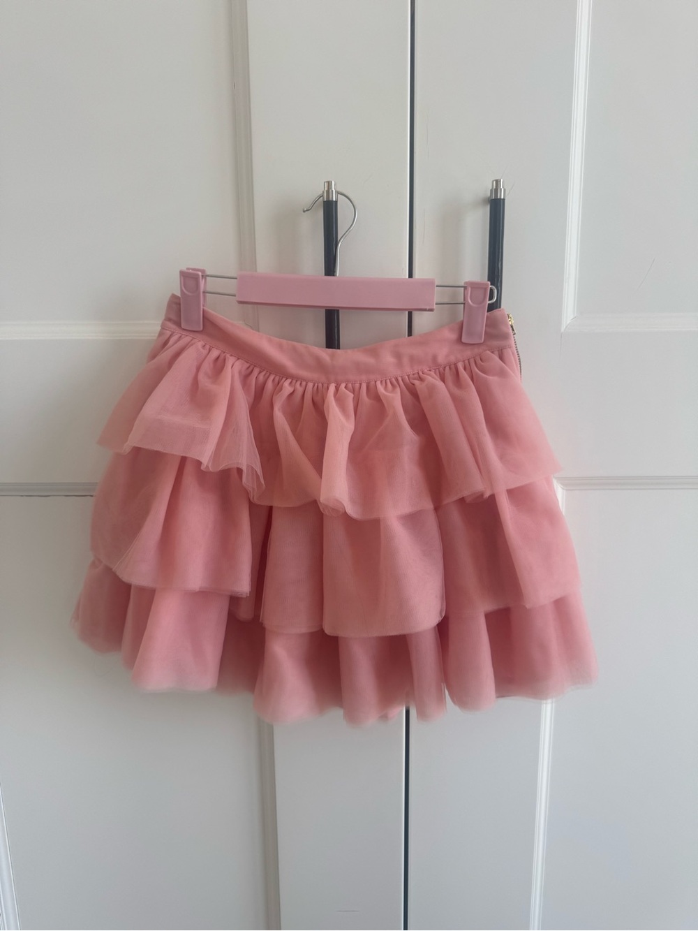 Pink Layered Tulle Mini Skirt